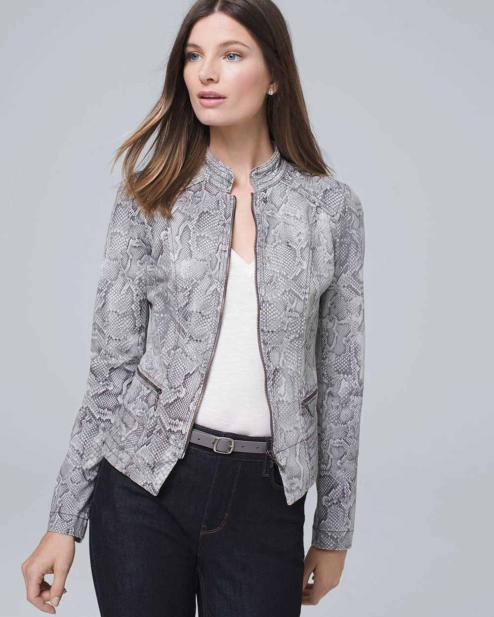 Snake print moto jacket store